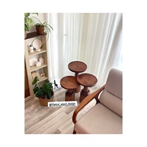 Oluklu Üçlü Mantar Sehpa(ceviz Rengi)