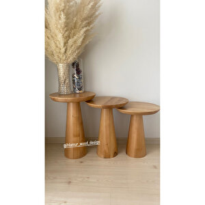 Ihlamur Wood Design 3 Lü Mantar Sehpa Özel Renk + Vernikli