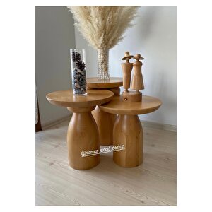 Mantar Sehpa Toplu Halkalı Düz Üçlü Takım