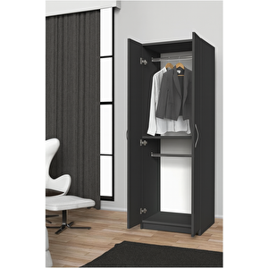 Sahar Giyinme Dolabı - Çok Amaçlı Dolap - Gardırop 60 Cm-2 Kapaklı - Antrasit
