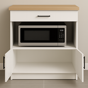 Nexa Çok Amaçlı Dolap - Mikrodalga - Erzak - Mutfak - Kiler Dolabı - 80 Cm - Beyaz-atlantikçam