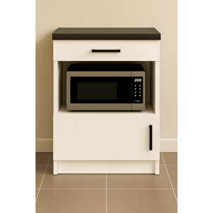 Dora Çok Amaçlı Dolap - Mikrodalga - Erzak - Mutfak - Kiler Dolabı - 60 Cm - Beyaz-antrasit