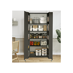 Tilbe Çok Amaçlı 90 Derece Açılabilir 2 Kapaklı Kiler Erzak Mutfak Dolabı-90 Cm