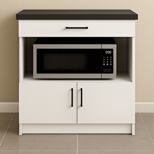 Nexa Çok Amaçlı Dolap - Mikrodalga - Erzak - Mutfak - Kiler Dolabı - 80 Cm - Beyaz-antrasit