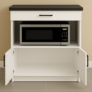 Nexa Çok Amaçlı Dolap - Mikrodalga - Erzak - Mutfak - Kiler Dolabı - 80 Cm - Beyaz-antrasit