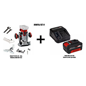 Set-8 (einhell Tp-ro 18 Li Bl Kömürsüz Akülü Dik Freze+einhell 18v 4,0 Ah Pxc Starter Kit, Akü & Şarj Cihazı)