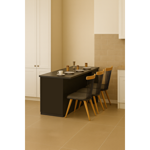 Saki Mutfak Adası -180 Cm - Tezgah Dahil - Antrasit