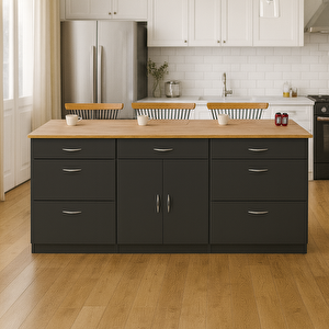 Saki Mutfak Adası -180 Cm - Tezgah Dahil - Antrasit-atlantikçam