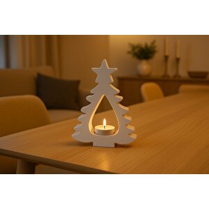Beton Yılbaşı Ağaç Mumluk – El Yapımı Dekoratif Tealight Mumluk
