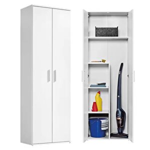 Aymo Paspas,süpürge - Temizlik Malzeme Dolabı - Çok Amaçlı Dolap - Banyo Dolabı - 60 Cm - Beyaz