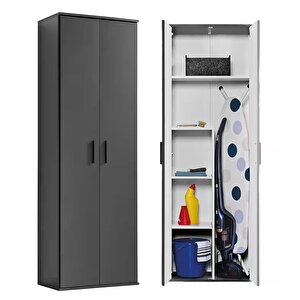 Aymo Paspas,süpürge - Temizlik Malzeme Dolabı - Çok Amaçlı Dolap - Banyo Dolabı - 60 Cm - Antrasit