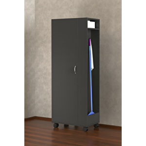 60 Cm - Tarçın Paspas,süpürge-temizlik Malzeme Dolabı- Çok Amaçlı Dolap Paspas- Banyo Dolabı - Antrasit