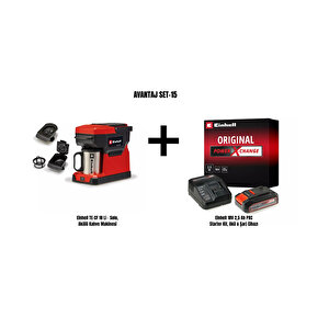 Set-15 (einhell Te-cf 18 Li Akülü Kahve Makinesi+einhell 18v 2,5 Ah Pxc Starter Kit, Akü & Şarj Cihazı)