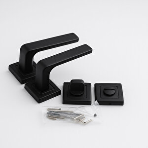 Banyo Wc Kapı Kolu Seti Siyah Modern İçten Kilitlemeli Sessiz Mekanizma Uyumlu Şık Kulp Takımı