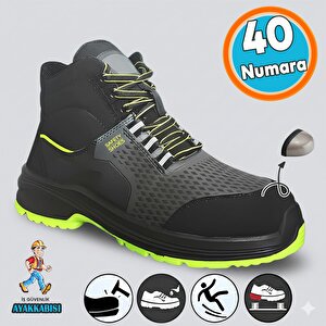 Süet Delikli Nefes Alan Çelik Burunlu İş Ayakkabısı 40 Numara İnşaatçı Tekstil Güvenlik Ayakkabı Bot