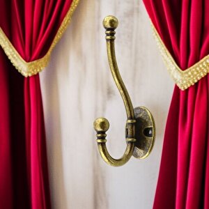 Metal Askı Antik Sarı Vestiyer Portmanto Dolap Askılığı Duvar Banyo Askılık Mutfak Elbise Askısı