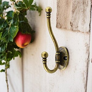 Metal Askı Antik Sarı Vestiyer Portmanto Dolap Askılığı Duvar Banyo Askılık Mutfak Elbise Askısı