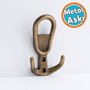 Metal Antik Sarı Askı Askılık Duvar Vidalı Çanta Elbise Asma Portmanto Vestiyer Banyo Mutfak Askısı