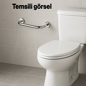 Paslanmaz Çelik Tutunma Barı 19 Çap 30 Cm Krom Banyo Tuvalet Güvenlik Destek Aparatı Engelli Tutamağı