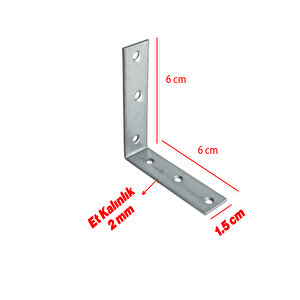 25 Adet Mobilya Dolap Duvar Sabitleme Metal Köşebent 60x60x15 Mm Bağlantı Aparatı L Demiri Gönye