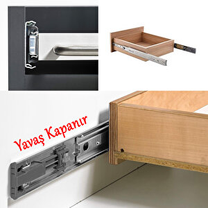 Frenli Teleskopik Çekmece Rayı Bilyalı Dolap Çekmecesi Ray Metal En 4.3 Cm Uzunluk 40 Cm(1 Çift )