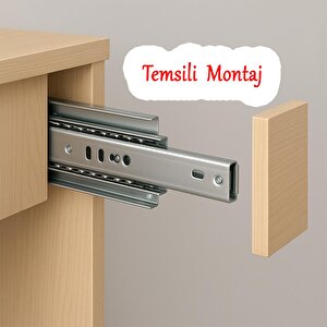 Frenli Teleskopik Çekmece Rayı Bilyalı Dolap Çekmecesi Ray Metal En 4.3 Cm Uzunluk 40 Cm(1 Çift )