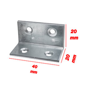(50 Adet) Metal L Köşebent 40x20x20 Mm Vida Setli Mobilya Dolap Raf Bağlantı Sabitleme Aparatı