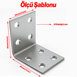(25 Adet) Metal Köşebent L Demiri 30x40x40 Mm Mobilya Duvar Sabitleme Gönye Bağlantı Aparatı