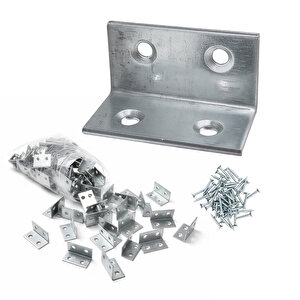 25 Adet Metal L Köşebent 40x20x20 Mm Vida Setli Mobilya Dolap Raf Bağlantı Sabitleme Aparatı