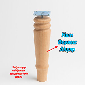 Boyasız Doğal Ahşap Ayak 4 Adet Set Silindir Mobilya Koltuk Kanepe Ayağı Aparat Dahilbohem 20 Cm