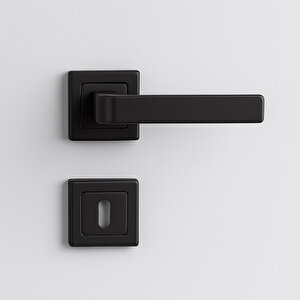 Oda Kapı Kolu Seti Kare Rozetli Sessiz Mekanizma Uyumlu Şık İç Kulp Takımı Mat Siyah Modern
