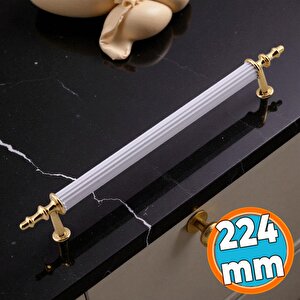Mobilya Kulp Modern Dayanıklı Dolap Çekmece Kulbu Dekoratif Mobilya Aksesuarı Beyaz Gold 224mm Metal