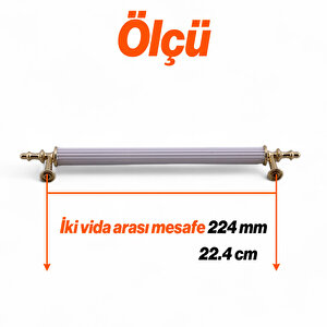 Mobilya Kulp Modern Dayanıklı Dolap Çekmece Kulbu Dekoratif Mobilya Aksesuarı Beyaz Gold 224mm Metal