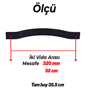 Metal Kulp Çekmece Kolu Kapak Kulpları Mobilya Kulpu Mutfak Dolabı Düz Siyah 320 Mm