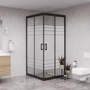 Black Quandrum 6mm Kumlamalı Cam Kare Duşakabin 70x70 cm