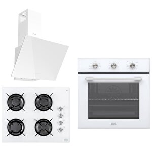 Beyaz 3 Lü Ankastre Set ( Af 5621 B - Ao 65104 B - Ad - 63340 B )