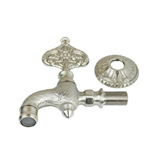 Desenli Perlatörlü Mat Krom İnox Saten Osmanlı Musluk