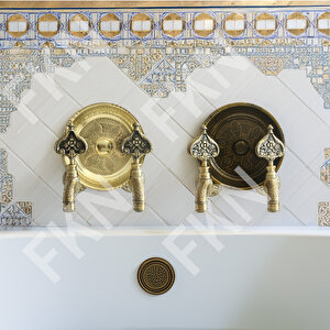 Fkn İkili Hamam Taslı Desenli Perlatörlü Antik Osmanlı Musluk