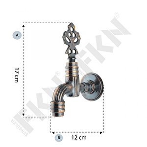 Fkn İkili Hamam Taslı Lüx Perlatörlü Bakır Eskitme Osmanlı Musluk