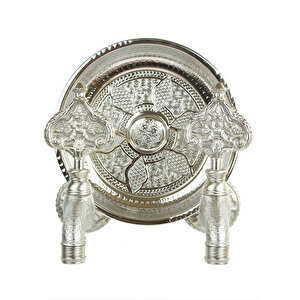 İkili Hamam Taslı Desenli Perlatörlü Mat Krom İnox Saten Osmanlı Musluk