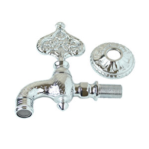 Desenli Perlatörlü Parlak Krom Osmanlı Musluk