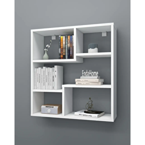 Enda Home Myra09 5 Bölmeli Modern Duvar Rafı, Mutfak Rafı Mat Beyaz
