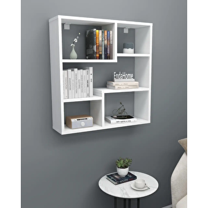 Reyo Enda Home Myra09 5 Bölmeli Modern Duvar Rafı, Mutfak Rafı Mat Beyaz