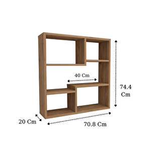 Enda Home Myra09 5 Bölmeli Modern Duvar Rafı, Mutfak Rafı Atlantik Çam