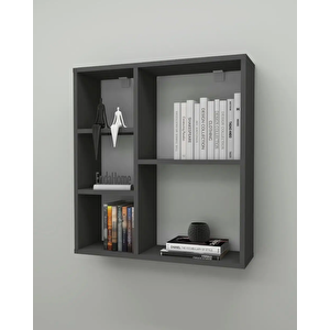 Enda Home Myra 5 Gözlü Çok Amaçlı Modern Duvar Rafı Antrasit