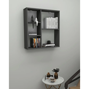 Enda Home Myra 5 Gözlü Çok Amaçlı Modern Duvar Rafı Antrasit