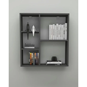 Enda Home Myra09 5 Bölmeli Modern Duvar Rafı, Mutfak Rafı Antrasit