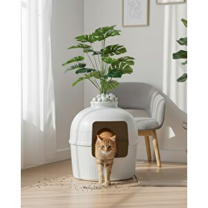 Dekorapet Dekoratif Kedi Tuvaleti Beyaz