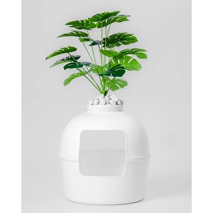 Reyo Dekorapet Dekoratif Kedi Tuvaleti Beyaz