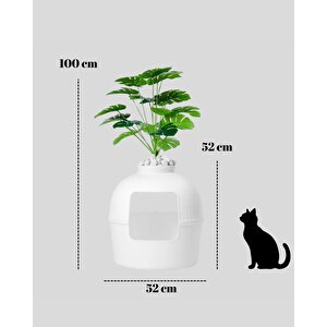 Reyo Dekorapet Dekoratif Kedi Tuvaleti Beyaz